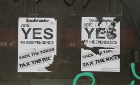 This photo is reprinted courtesy Connie Ma, via Flickr Pro-independence flyers in Scotland