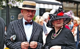Photo reprinted courtesy Giuseppe Milo, via Flickr https://flic.kr/p/eNyScq An Irish couple celebrate Bloomsday in Dublin.
