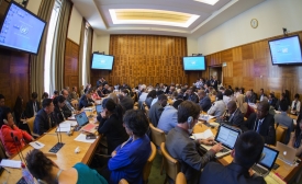 Image courtesy of U.S. Mission Geneva/ Eric Bridiers via Flickr | Image shows a scene from the 67th World Health Assembly