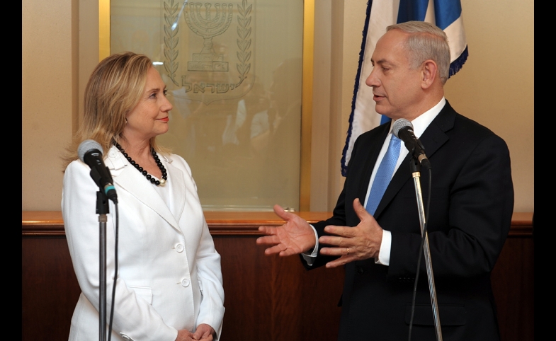 Photo reprinted courtesy U.S. Embassy Tel Aviv, via Flickr https://flic.kr/p/czcMvY Hillary Rodham Clinton meets with Israeli Prime Minister Benjamin Netanyahu in Jerusalem