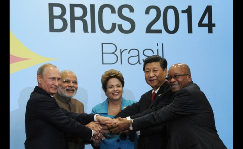 Photo reprinted courtesy Kremlin.ru, via Wikimedia Commons BRICS leaders in Brazil