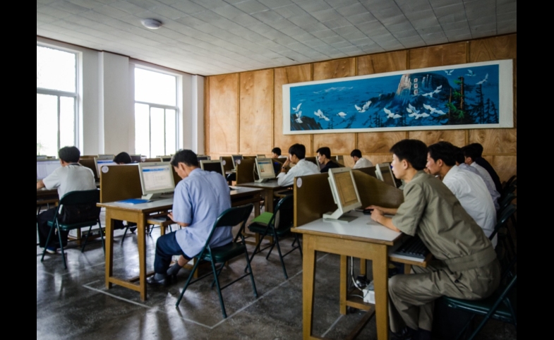 Photo reprinted courtesy Hyunjin Seo and Stuart Thorson A classroom in North Korea